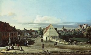 Uitzicht op Pirna met de vesting Sonnenstein, 1755-1765 door Bernardo Bellotto