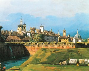 Uitzicht op Turijn vanaf de kant van de Koninklijke Tuin door Bernardo Bellotto