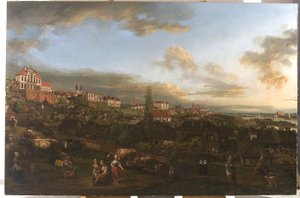Uitzicht op Warschau met het Ordynacki-paleis door Bernardo Bellotto