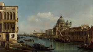 Uitzicht op het Canal Grande: Santa Maria della Salute en de Dogana vanaf Campo Santa Maria Zobenigo, ca. 1743 door Bernardo Bellotto