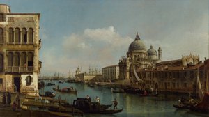 Uitzicht op het Canal Grande: Santa Maria della Salute en de Dogana vanaf Campo Santa Maria Zobenigo door Bernardo Bellotto