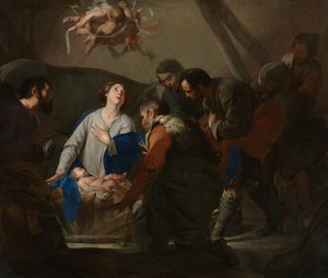 Aanbidding van de herders, ca. 1650 door Bernardo Cavallino