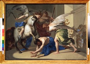 De verdrijving van Heliodorus uit de tempel door Bernardo Cavallino