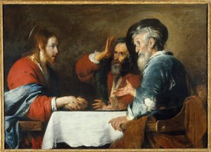 Christus in Emmaus door Bernardo Strozzi