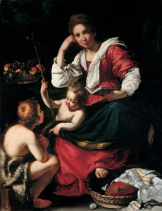 Madonna en kind met Johannes door Bernardo Strozzi