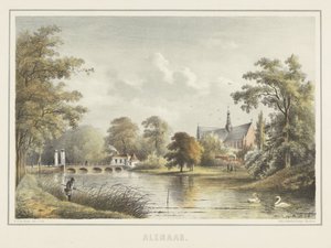 Gezicht op Alkmaar met de Grote Kerk door Bernardus Gerardus ten Berge