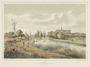 Gezicht op een rivier bij Alkmaar door Bernardus Gerardus ten Berge