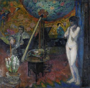 Zelfportret in het atelier door Bernhard Dorotheus Folkestad
