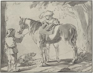 Twee mannen bij een paard