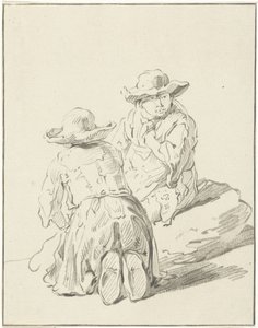 Twee op de grond zittende jongens door Bernhard Schreuder
