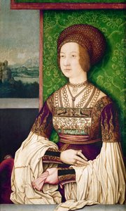 Portret van Bianca Maria Sforza, de tweede vrouw van Maximiliaan I, Heilige Roomse Keizer door Bernhard Strigel
