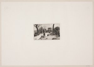 Landschap met een vrouw die een mand draagt. Partij van Kullen door Bernhard Ulrik Middelboe