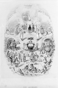 Voedsel: koken en verschillende manieren om voedsel te bereiden in Brillat - Savarin geïllustreerd door Bertall. Parijs 1840 door Bertall