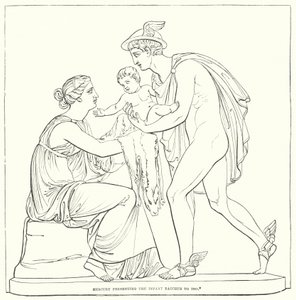 Mercurius presenteert de baby Bacchus aan Ino door Bertel after Thorvaldsen
