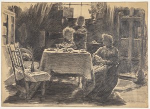 Middagthee in het atelier van de kunstenaar