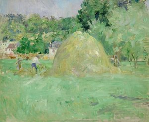 Hooibergen in Bougival door Berthe Morisot