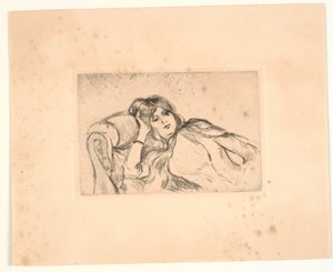 Vrouw liggend op een sofa (Jeanne-Marie) door Berthe Morisot