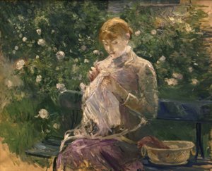 Pasie naait in de tuin van Bougival – 1881