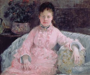 Portret van een Vrouw in een roze jurk