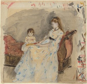 De zus van de kunstenaar, Edma, met haar dochter, Jeanne door Berthe Morisot