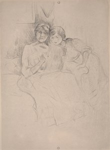 De Tekenles - Berthe Morisot tekent met haar dochter door Berthe Morisot