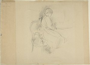 Jong meisje aan tafel door Berthe Morisot