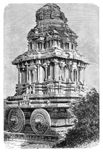 Ruïnes van een tempel in Hampi, India