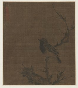 Slapende Vogel op een Prunustak door Bian Wenjin
