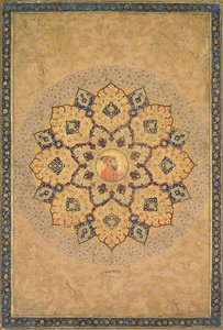 Shamsa zonnestraal met portret van Aurangzeb 1618-1707, uit het Keizersalbum door Bichitr