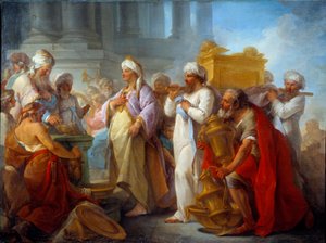 Salomo voor de Ark van het Verbond door Blaise Nicolas Le Sueur