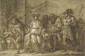 Julius Sabinus en Epponina met hun twee kinderen als gevangenen door Rome gevoerd door Blaise Nicolas Lesueur