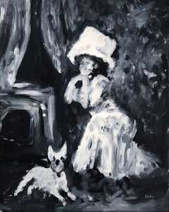 Dame en hond poseren, ca.2019 door Blake Munch