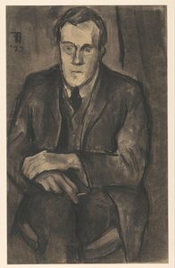 Portret van J.W. Bijl, zittend met de handen op de knieën