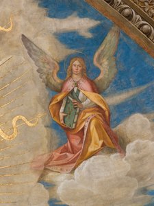 Apsis, Catino Apsis, Pantocrator tussen Heiligen Marcellino, Imerio, Omobono, Peter Exorcist (detail engel rechts)