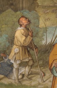 Centrale Gang, Eerste Noord Span, Aankondiging aan Gioacchino, Boccaccio Boccaccino 1514-15, (detail) door Boccaccio Boccaccino