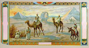 De Sfinx en de piramides, etiket van een fezdoos, c.1910 door Bohemian School