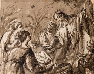 De Dochter van de Farao Ontdekt de Baby Mozes, De Vondst van Mozes door Bolognese School