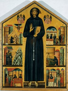 Leven van Sint Franciscus van Assisi. (Schilderij op hout) 1235