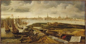 Íñigo de Borja stoot een Nederlandse troepenmacht af die een landing bij Antwerpen probeert, 17 mei 1605, c. 1640