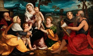 De Heilige Familie omringd door Heiligen, c.1530 door Bonifazio Veronese