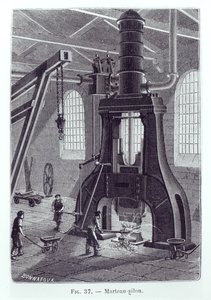 De Le Creusot Power Hammer, illustratie voor een boek over industriële machines, ca. 1880 door Bonnafoux