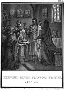 De verkiezing van Boris Godoenov tot tsaar, 1598 uit Geïllustreerde Karamzin, 1836