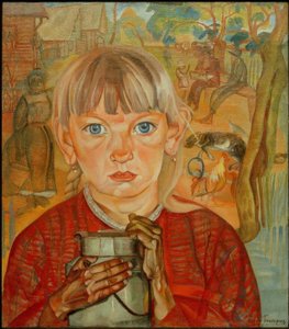 Meisje met melkkan door Boris D. Grigorjew