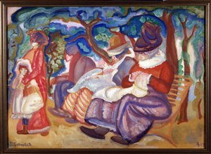 Kindermeisjes in Bois de Boulogne door Boris Dmitrievich Grigoriev