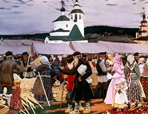 Kermis door Boris Mikhailovich Kustodiev