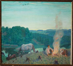 Kampvuur door Boris Mikhailovich Kustodiev