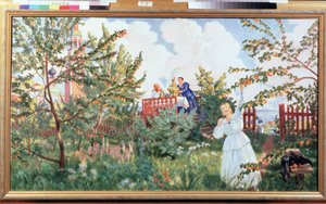 De appelboomgaard door Boris Mikhailovich Kustodiev