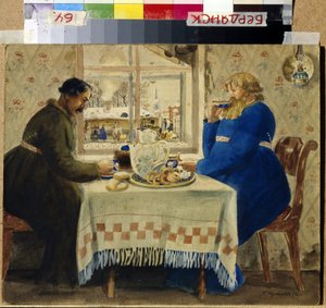 De koetsiers door Boris Mikhailovich Kustodiev