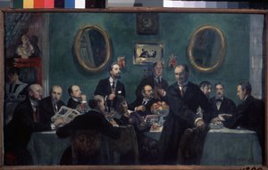 Leden van de Wereld van Kunst Beweging door Boris Mikhailovich Kustodiev