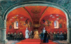 Afbeelding van Boris Fyodorovich Godunov (1551-1605), Tsaar van Rusland, decor voor het toneelstuk 